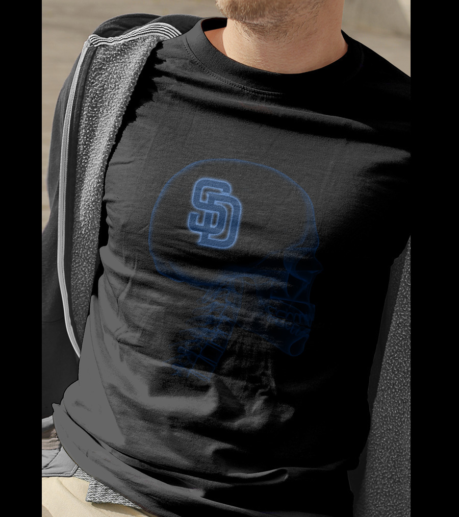 San Diego Padres SD Logo In Skull Brain T-Shirt