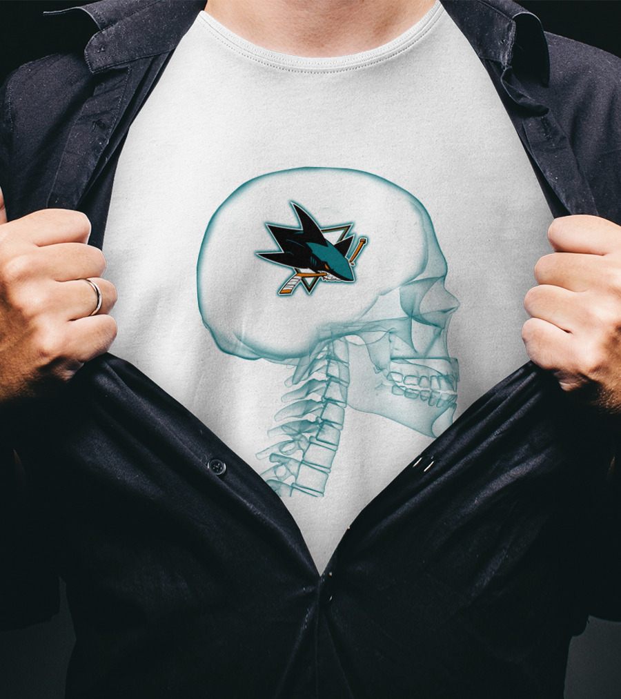 San Jose Sharks Logo Inside X-Ray Brain Concept T-Shirt