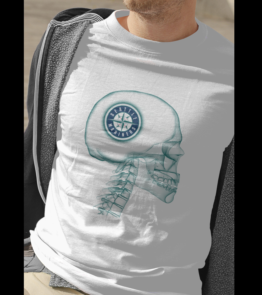 Seattle Mariners Logo Inside X-Ray Skull Image T-Shirt