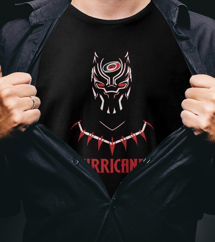 Black Panther Mask With Carolina Hurricanes T-Shirt