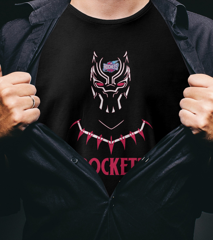 Rockets Black Panther Fans Houston Basketball Superhero Fusion T-Shirt