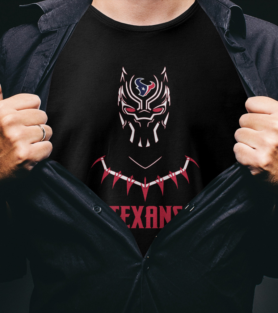 Black Panther Texans Logo Mask With Necklace T-Shirt