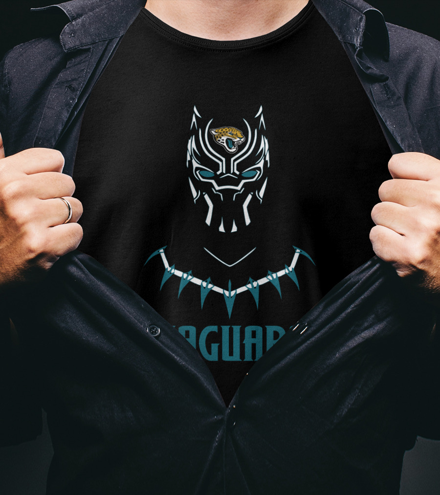 Jaguars Black Panther Helmet With Stylized Necklace Iconic T-Shirt