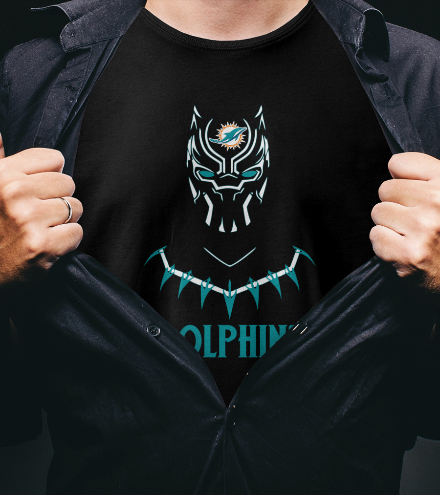 Black Panther Miami Dolphins Fusion Fans T-Shirt