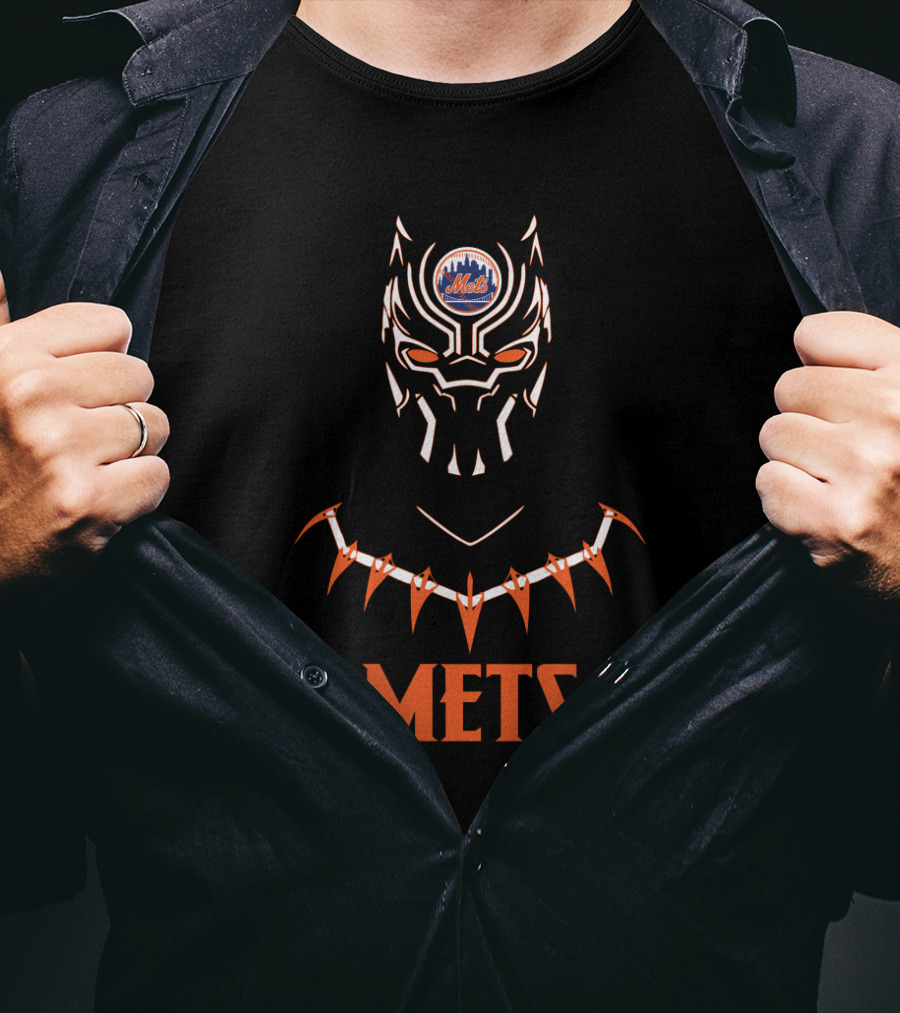 Black Panther New York Mets Fan Mask T-Shirt