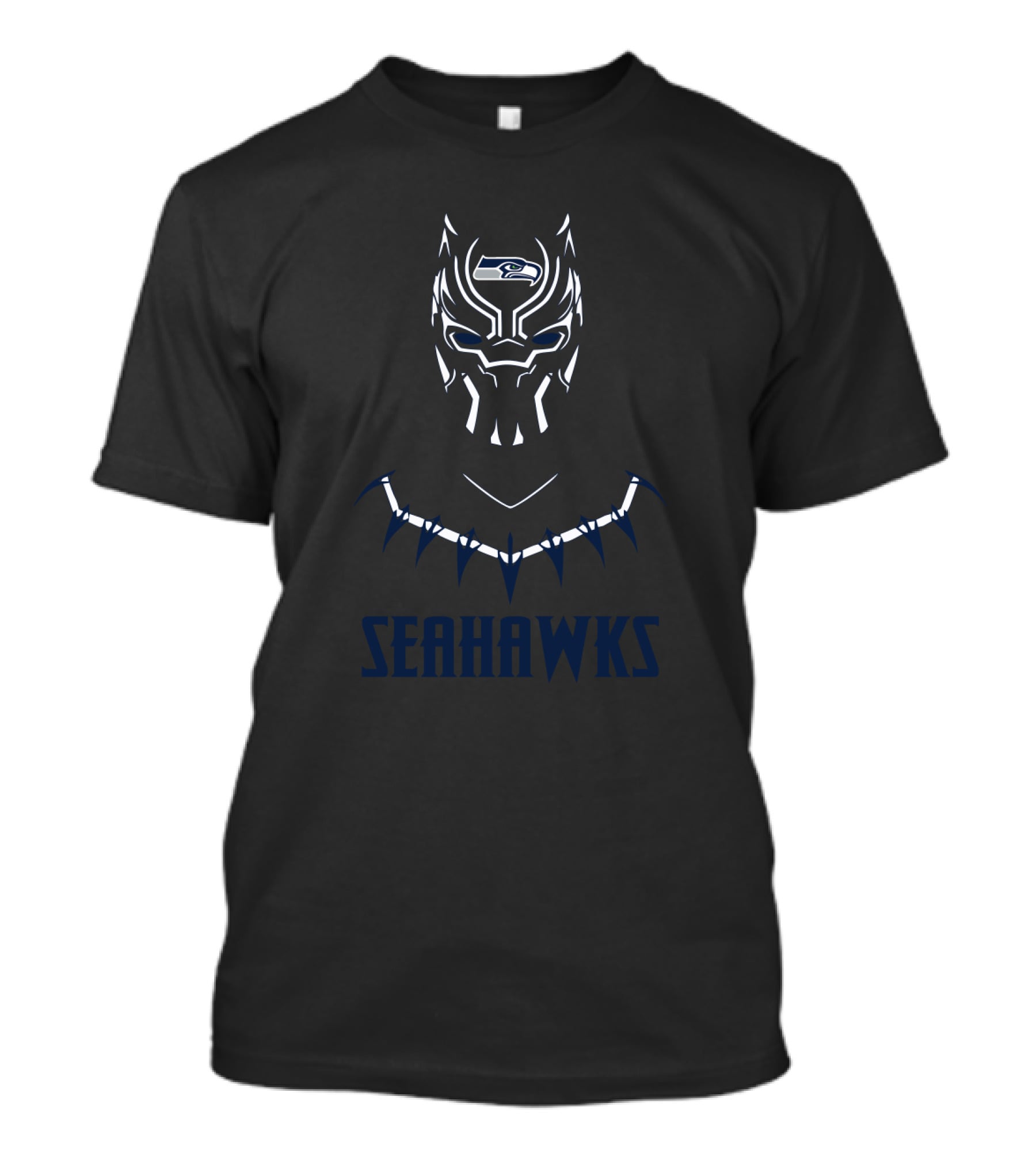 Seahawks Black Panther Mask Nfl Fan Crossover T-Shirt