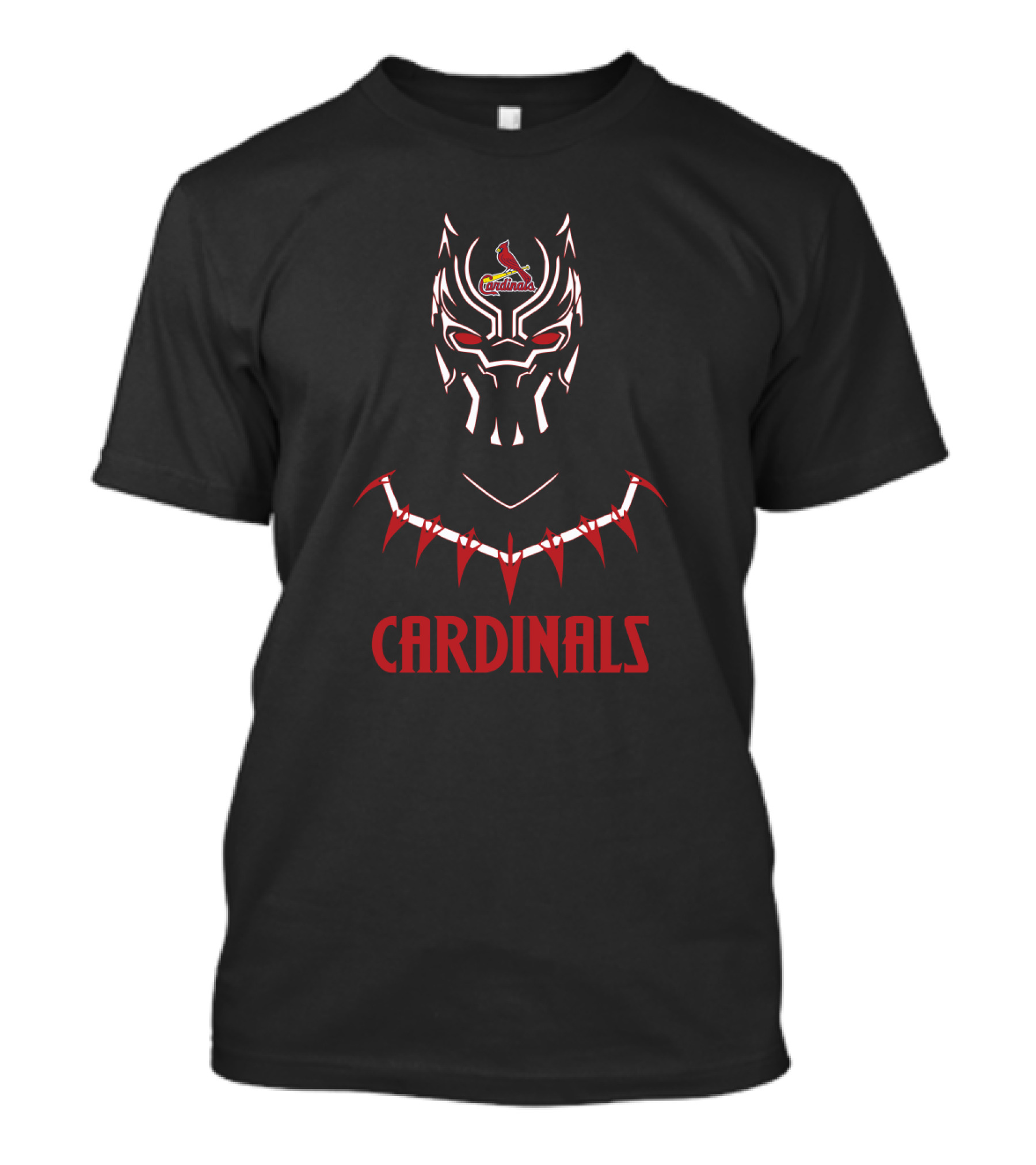 Black Panther Mask With St Louis Cardinals Logo And Bold Cardinals T-Shirt