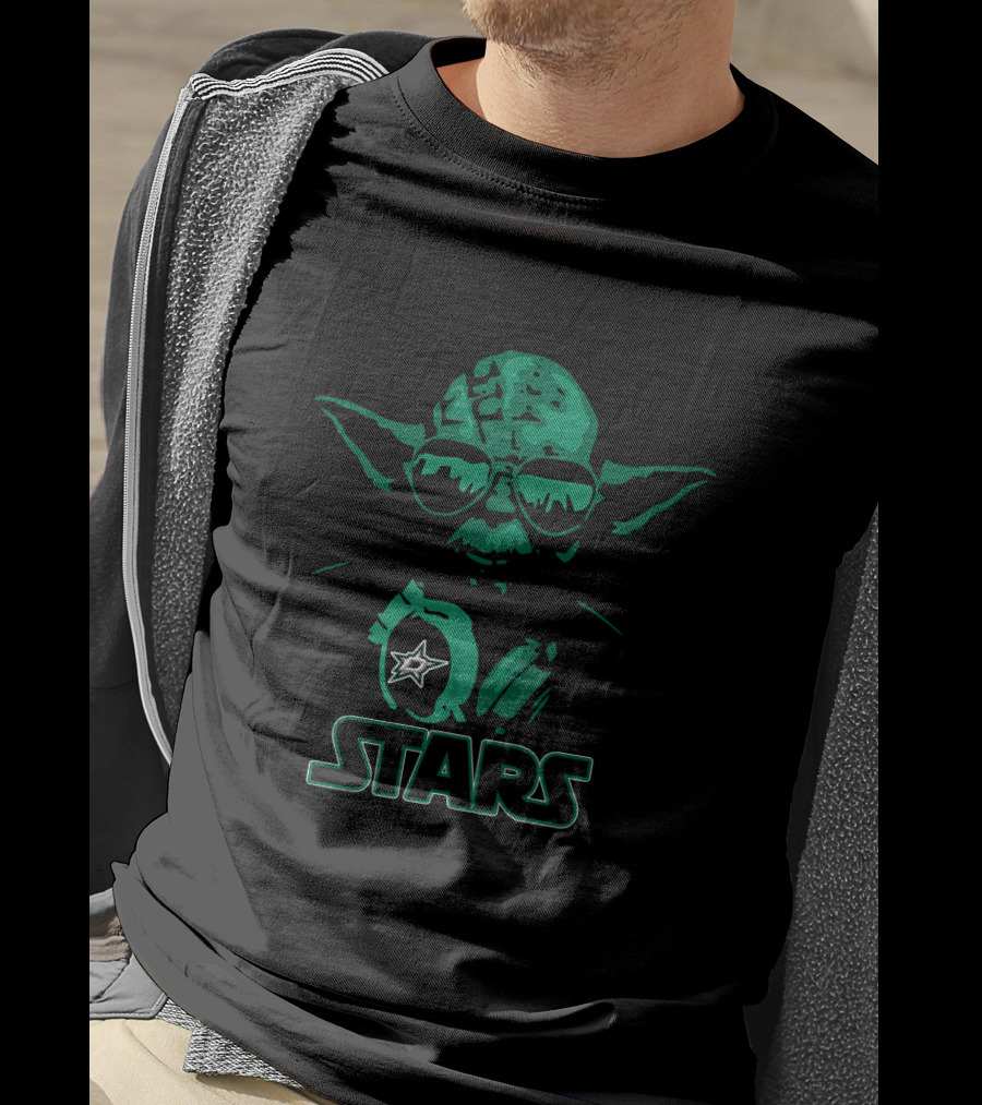 Yoda With Dallas Stars Logo And Sunglasses Fusion T-Shirt