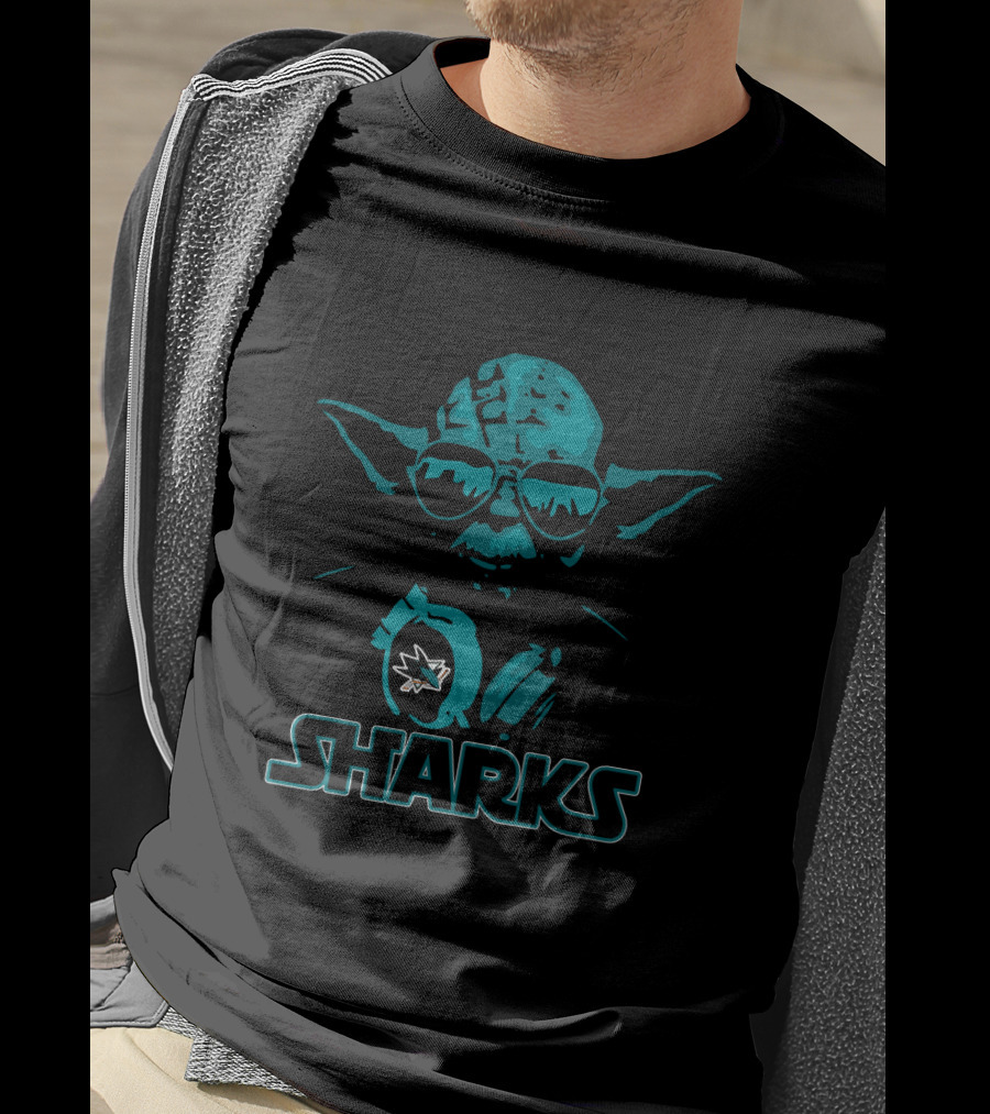 Yoda Star Wars Style San Jose Sharks Hockey Fan T-Shirt