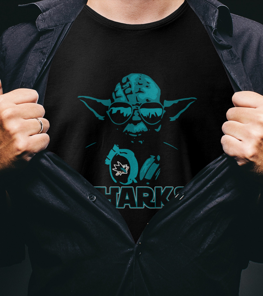Yoda Star Wars Style San Jose Sharks Hockey Fan T-Shirt