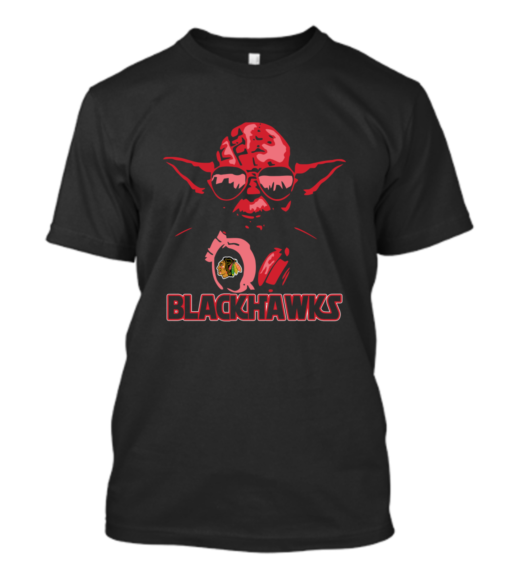 Yoda Blackhawks Fans Star Wars Chicago Team Logo Fusion T-Shirt