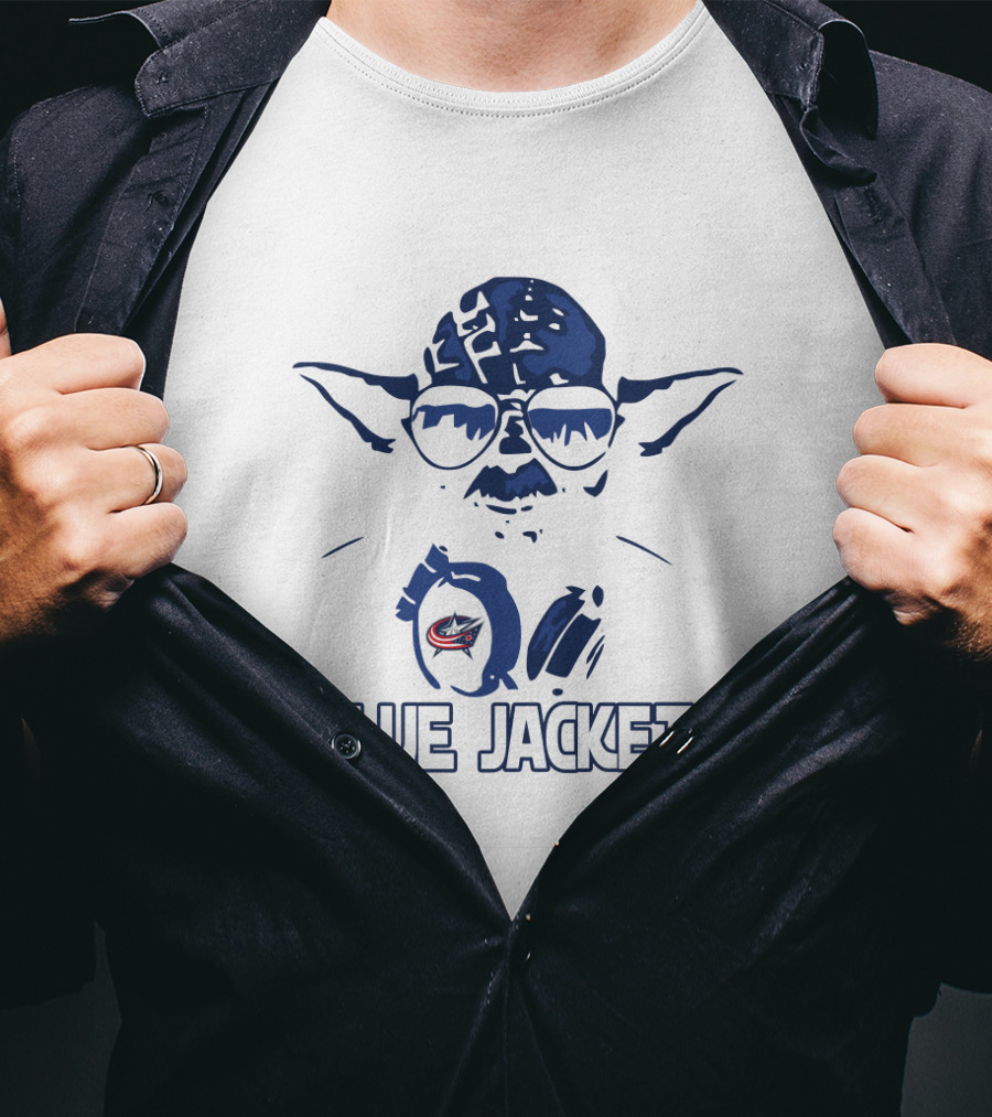 Yoda Star Wars Fan Art Featuring Columbus Blue Jackets Team Supporters T-Shirt