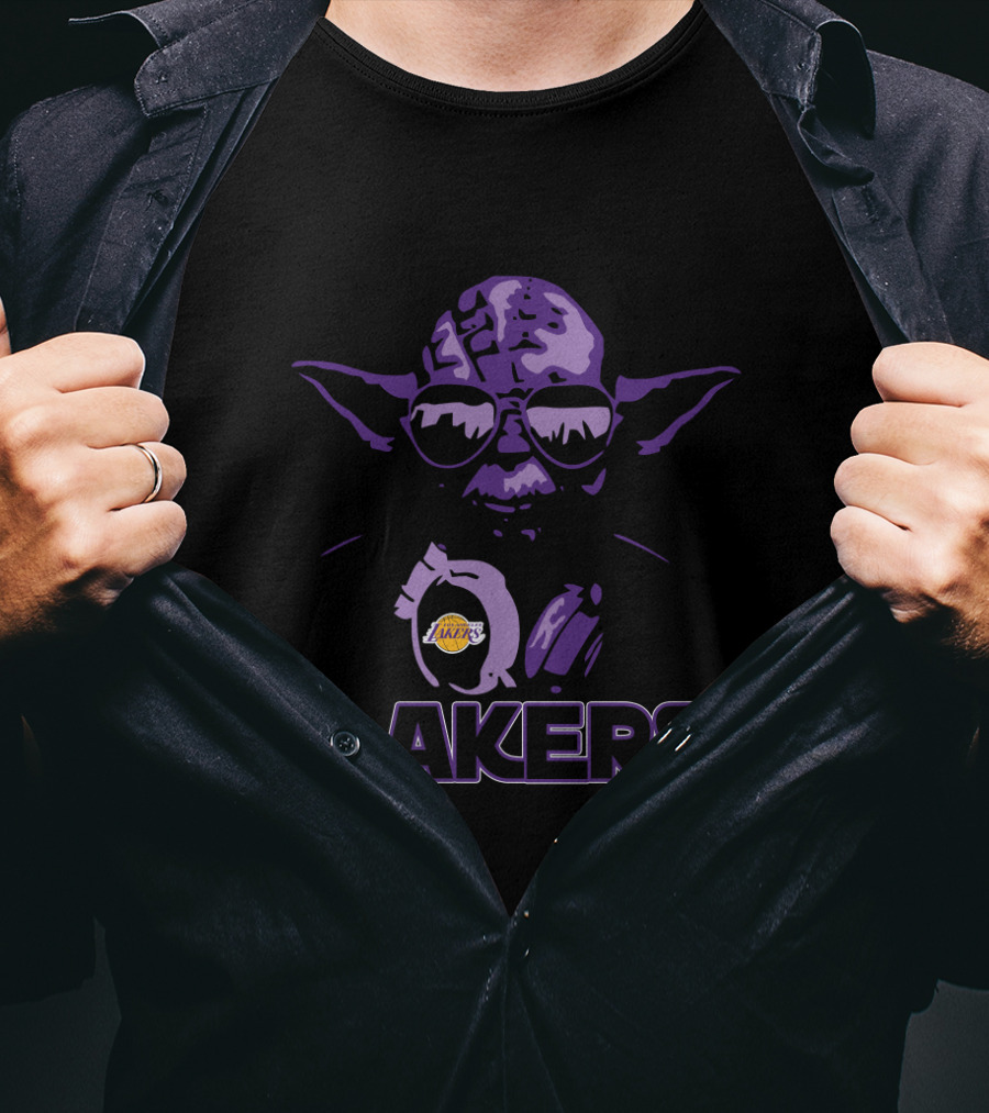 Yoda Lakers Purple Sunglasses Star Wars Los Angeles Fans T-Shirt
