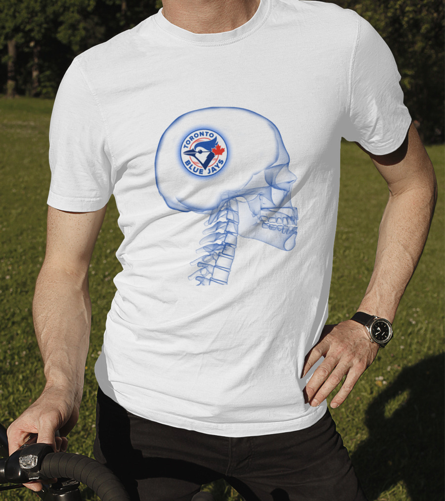 Toronto Blue Jays Logo Inside X-Ray Brain Skull Maple Leaf Baseball Fanatic T-Shirt