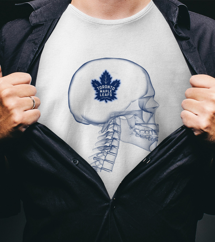 Toronto Maple Leafs Inside My Skull Brain Skeleton T-Shirt
