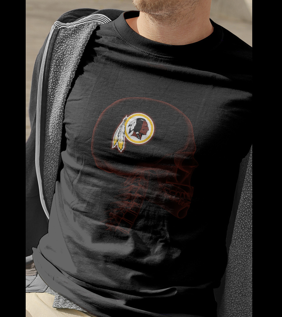 Washington Redskins Logo Inside Skull Halloween Theme T-Shirt