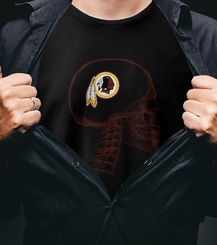 Washington Redskins Logo Inside Skull Halloween Theme T-Shirt