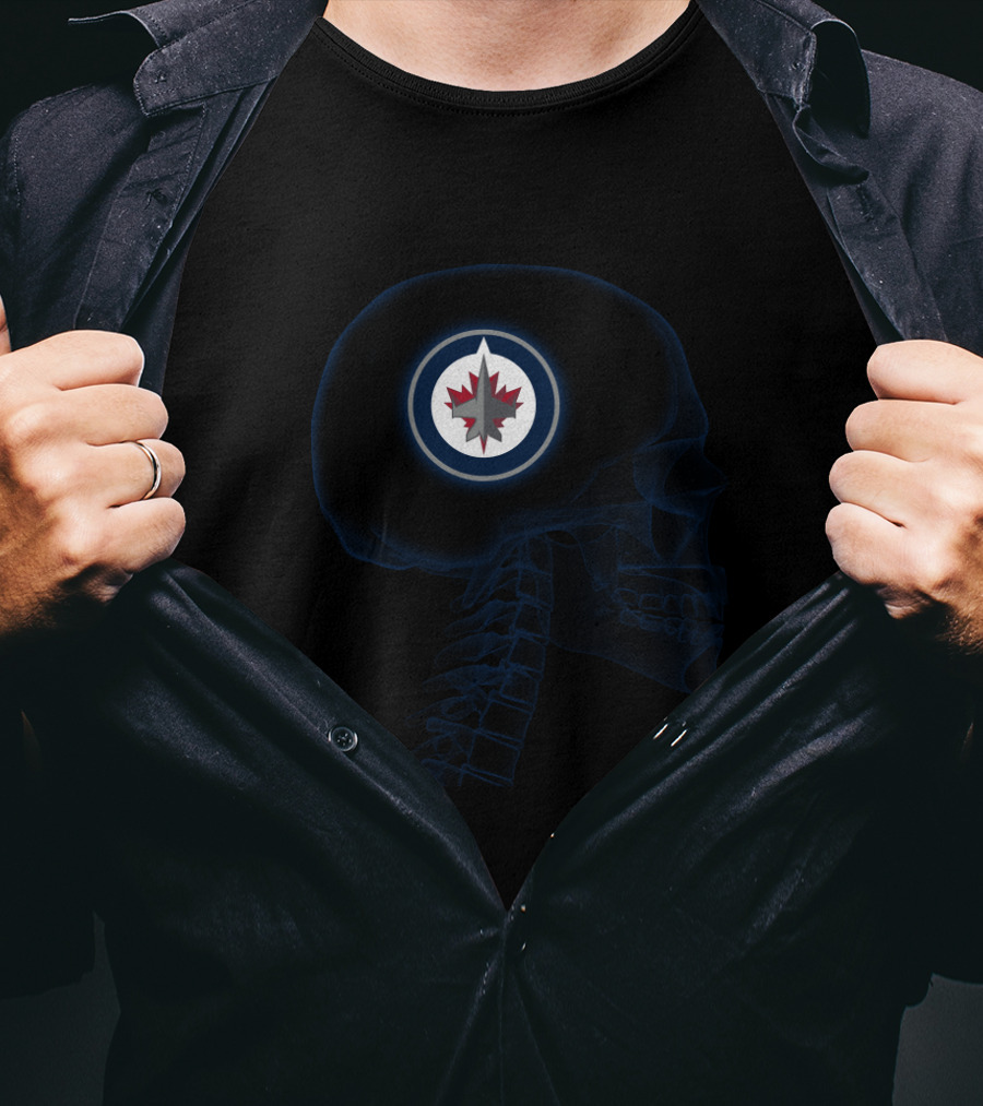 Winnipeg Jets Brain Logo Skull T-Shirt