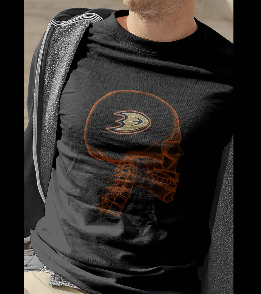 Anaheim Ducks Logo In Brain Skull X-Ray T-Shirt