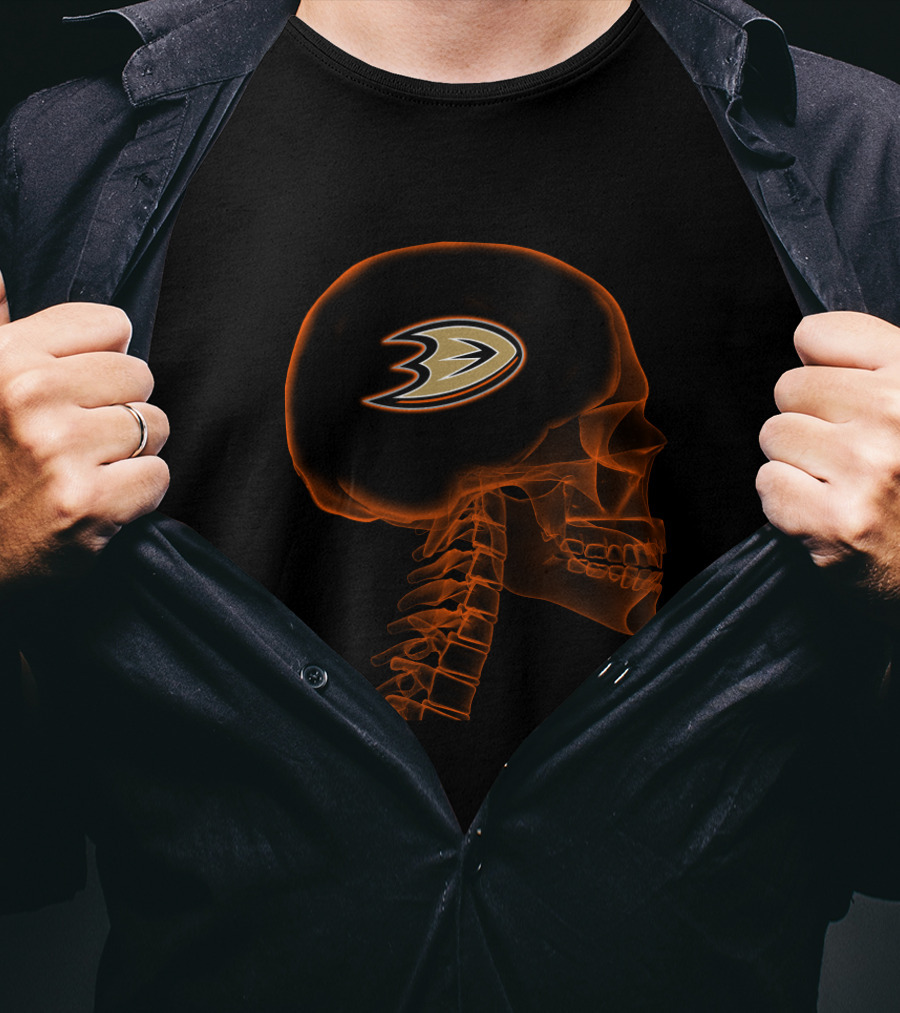 Anaheim Ducks Logo In Brain Skull X-Ray T-Shirt