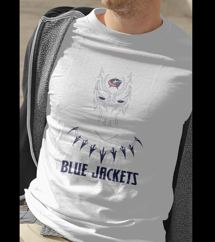 Columbus Blue Jackets Logo On Black Panther Mask T-Shirt