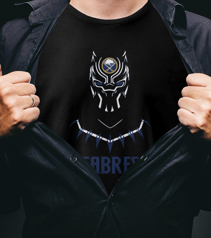 Buffalo Sabres And Black Panther Fusion With Sabres Text T-Shirt
