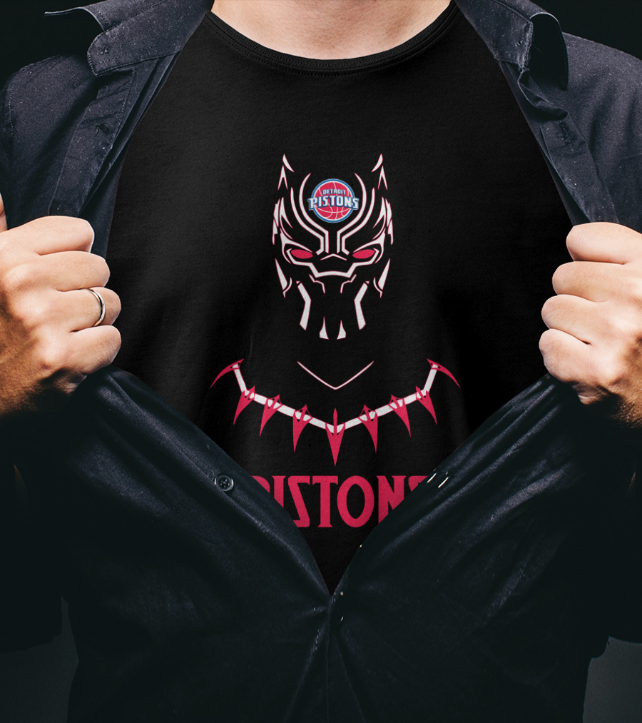 Detroit Pistons Black Panther Mask T-Shirt