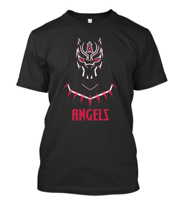 Los Angeles Angels Fans With Black Panther Inspired Mask And Iconic Necklace T-Shirt
