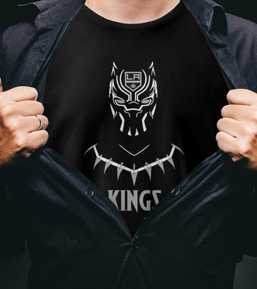 LA Kings And Black Panther Mask Inspired Art With Wakanda Necklace T-Shirt