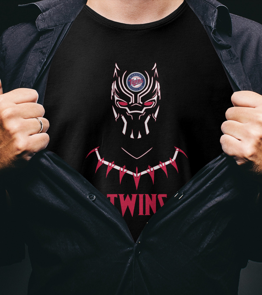 Minnesota Twins Fans Black Panther Logo Fusion T-Shirt