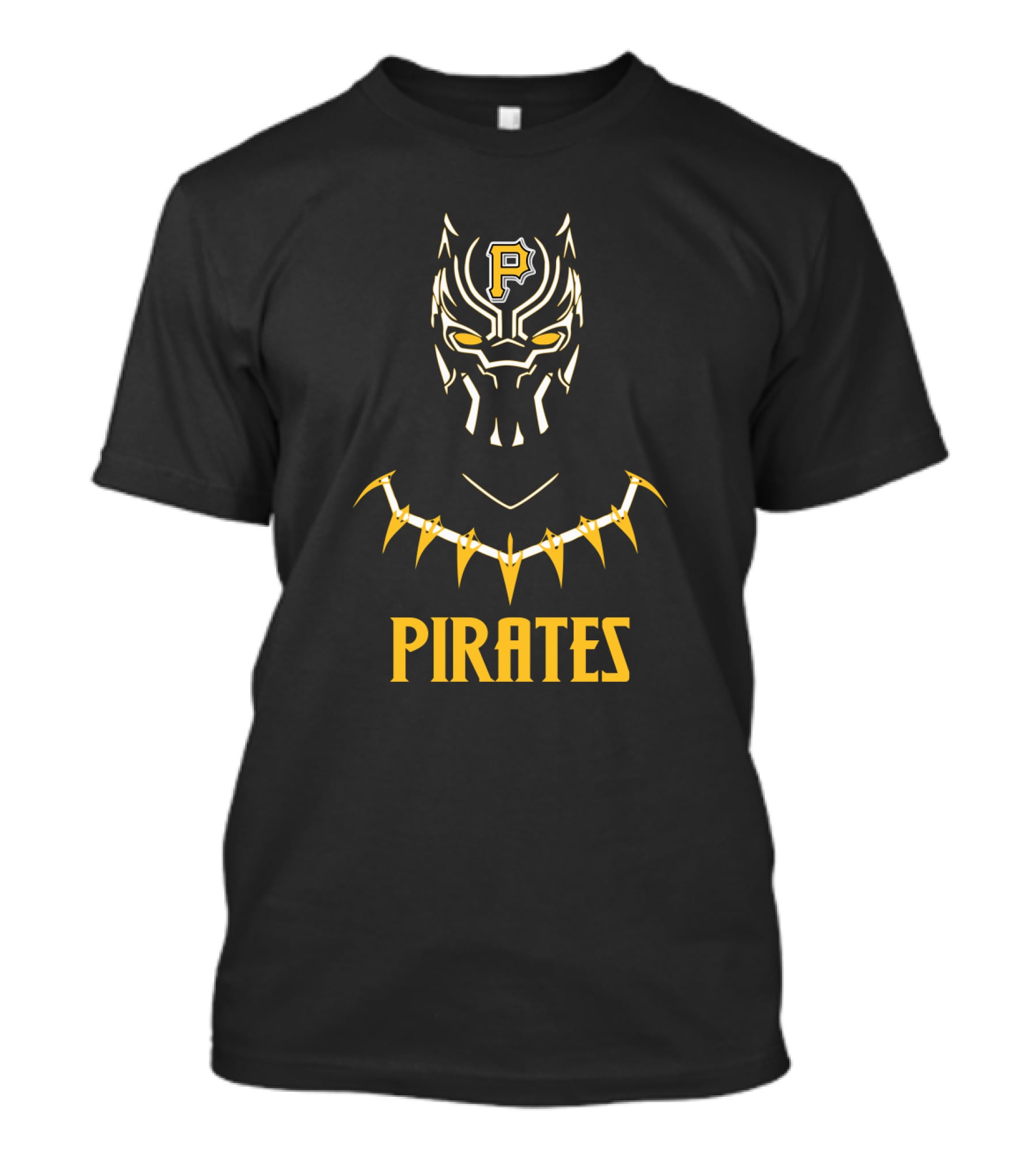 Pittsburgh Pirates Black Panther Mask P Logo And Necklace Pirates T-Shirt