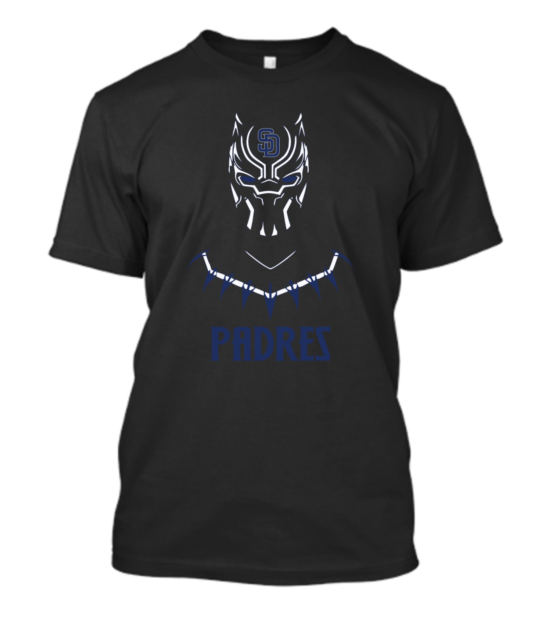 Black Panther Inspired San Diego Padres Fan Graphic With Iconic Mask And Bold 'SD' T-Shirt
