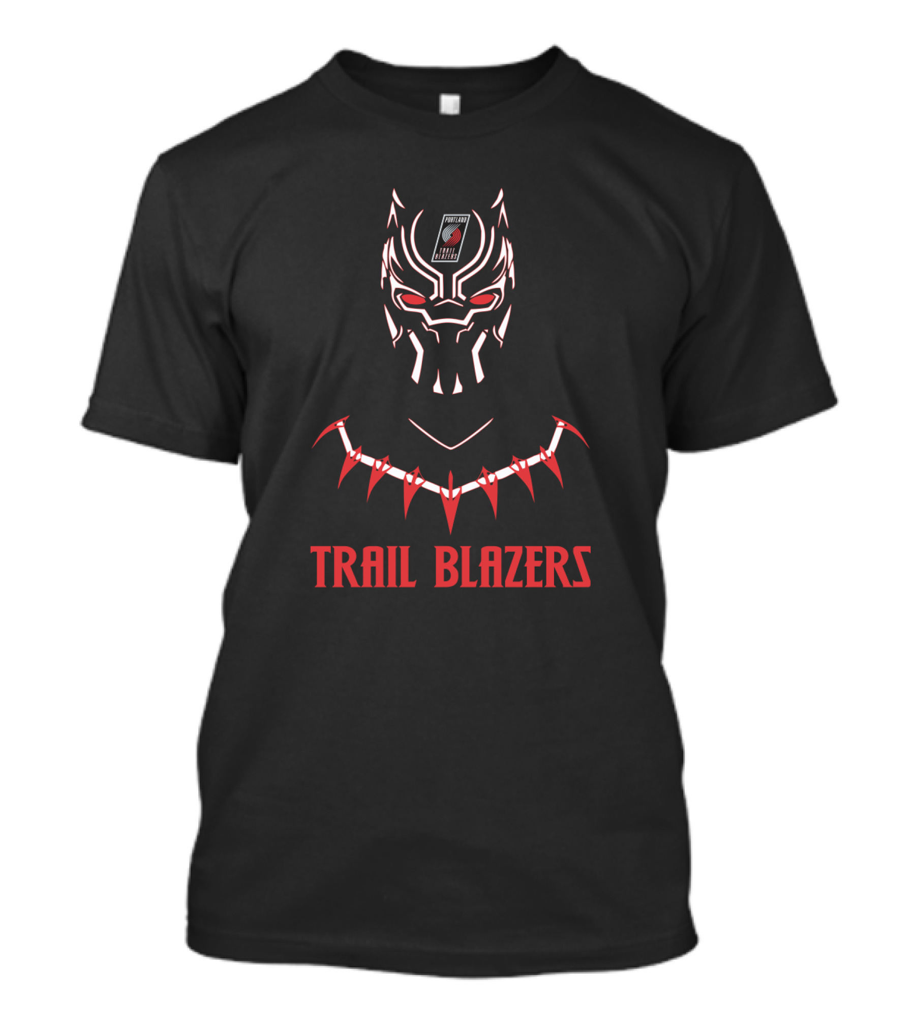 Trail Blazers Black Panther Mask With Portland T-Shirt