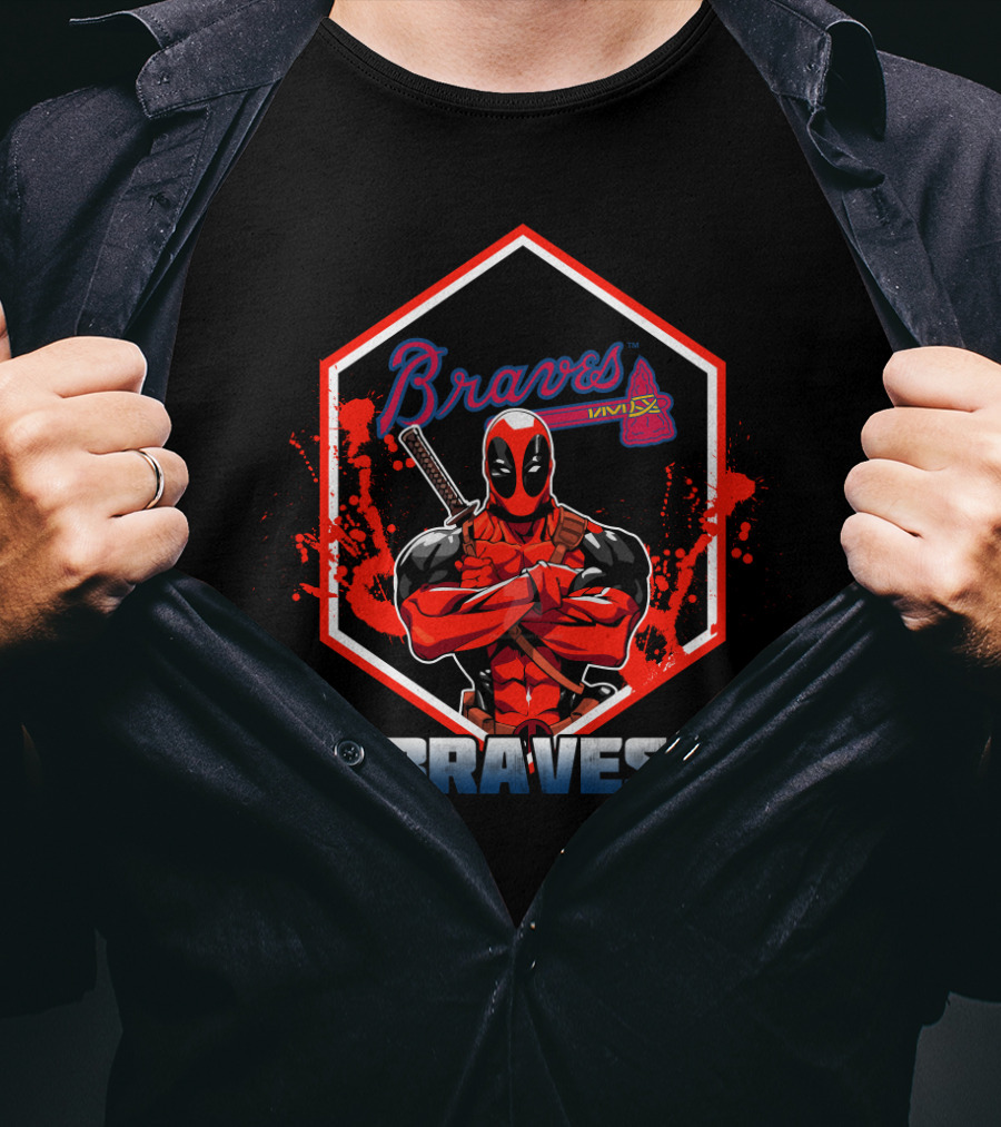 Deadpool Braves Crossover With Atlanta Braves Baseball Fan T-Shirt