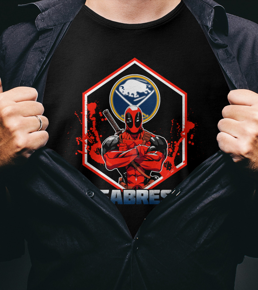 Deadpool With Buffalo Sabres Logo Fan T-Shirt