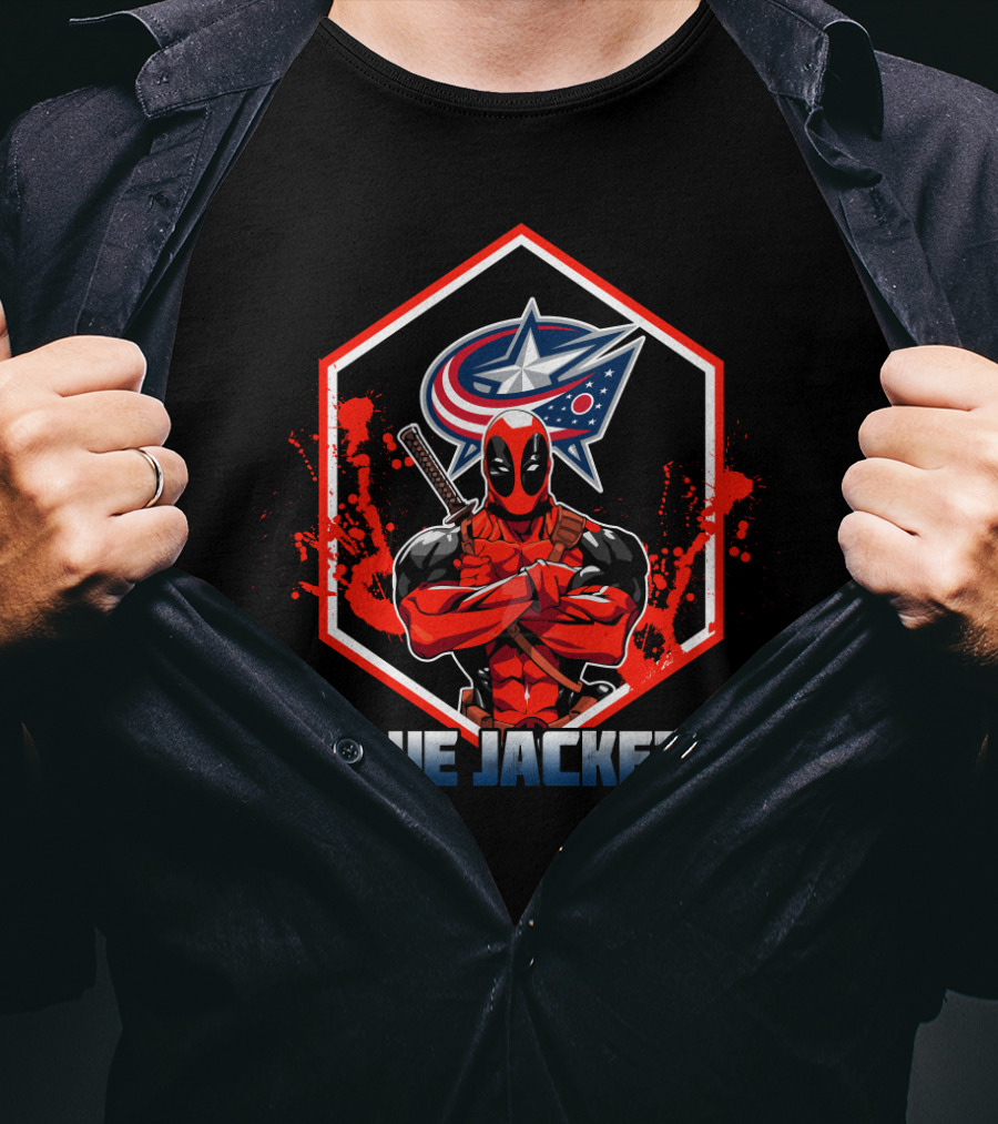 Columbus Blue Jackets Deadpool Mashup Fan T-Shirt