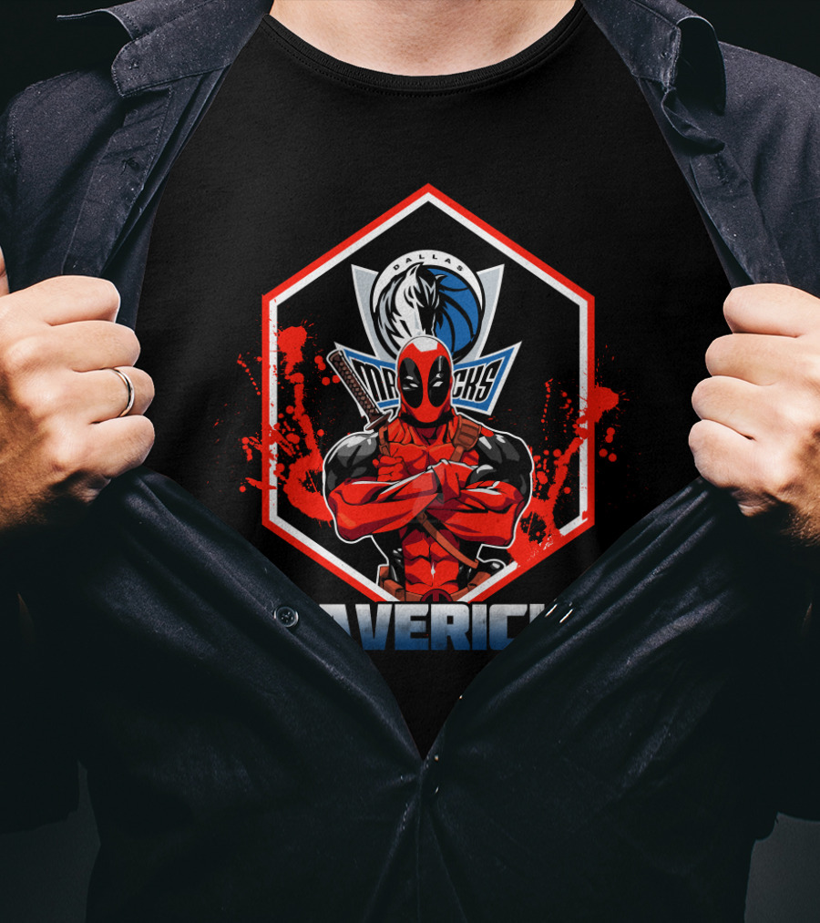 Deadpool Dallas Mavericks Fans Crossover T-Shirt