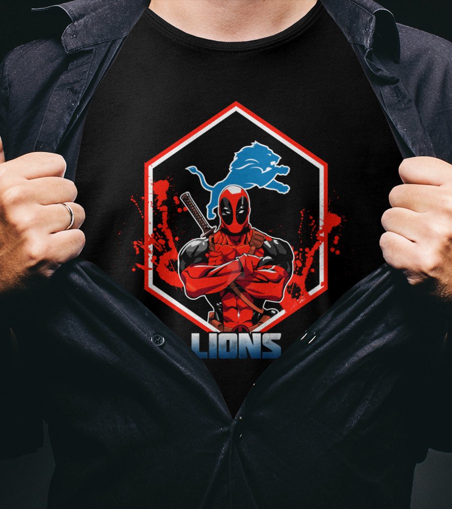 Deadpool Lions Football Crossover Fans T-Shirt