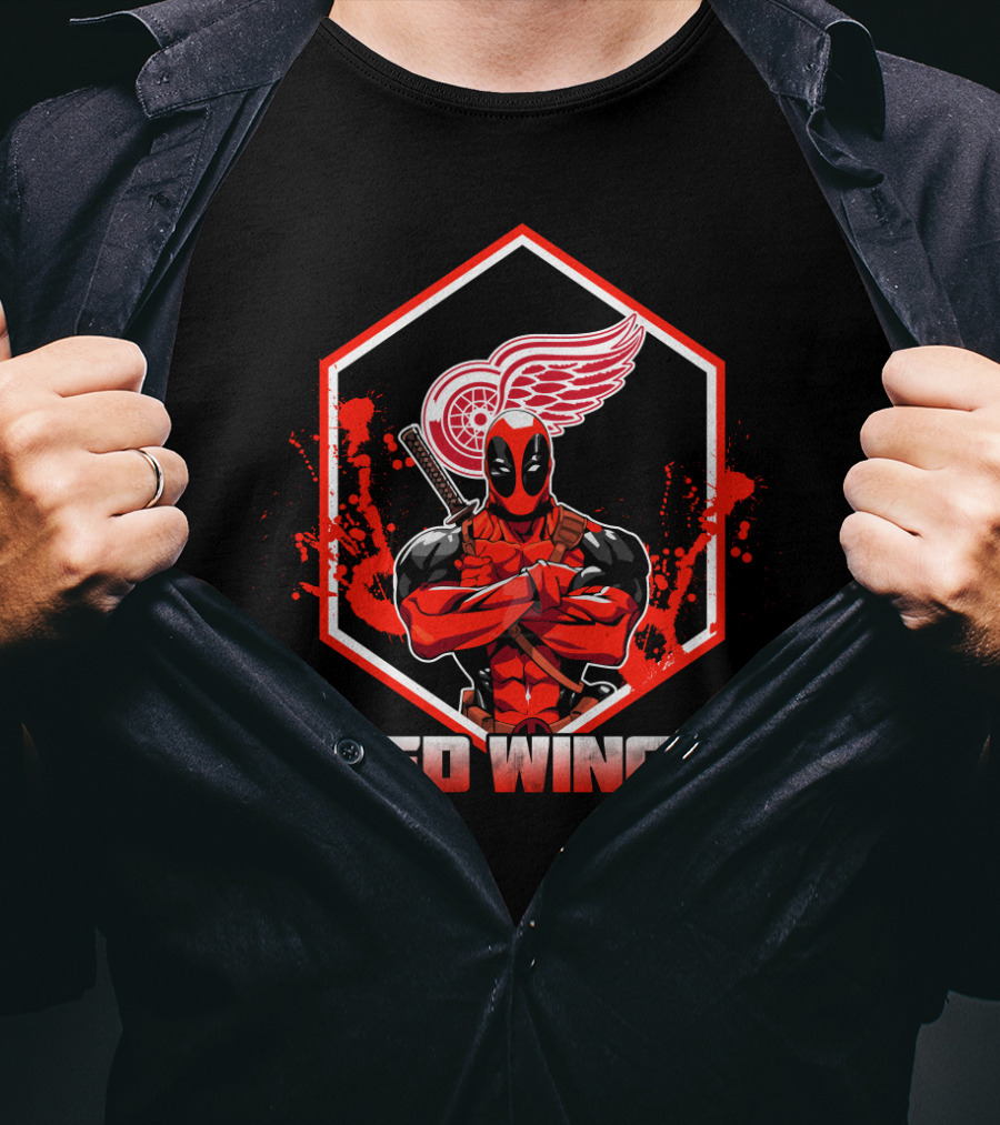Deadpool Red Wings Fan Crossover T-Shirt