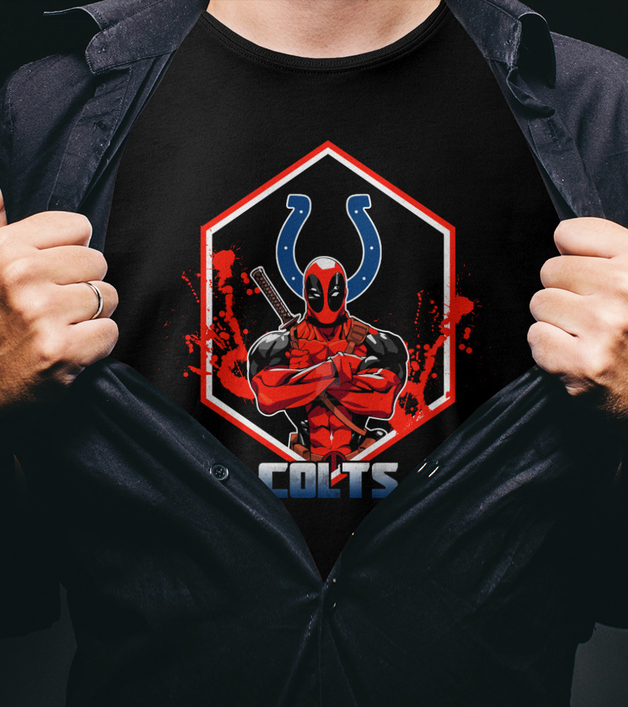 Deadpool Colts Logo Fan Crossover T-Shirt