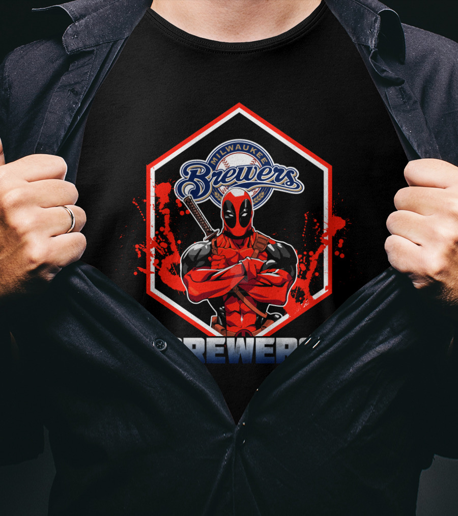 Milwaukee Brewers Deadpool Crossover Fans T-Shirt