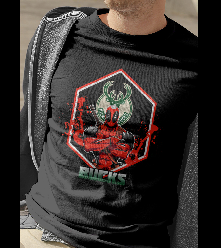 Deadpool Milwaukee Bucks Crossover T-Shirt