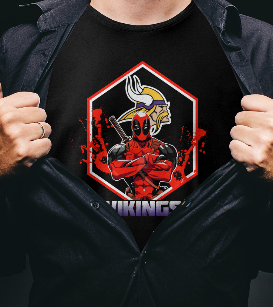 Deadpool Vikings Fans Minnesota Team Spirit Crossover T-Shirt