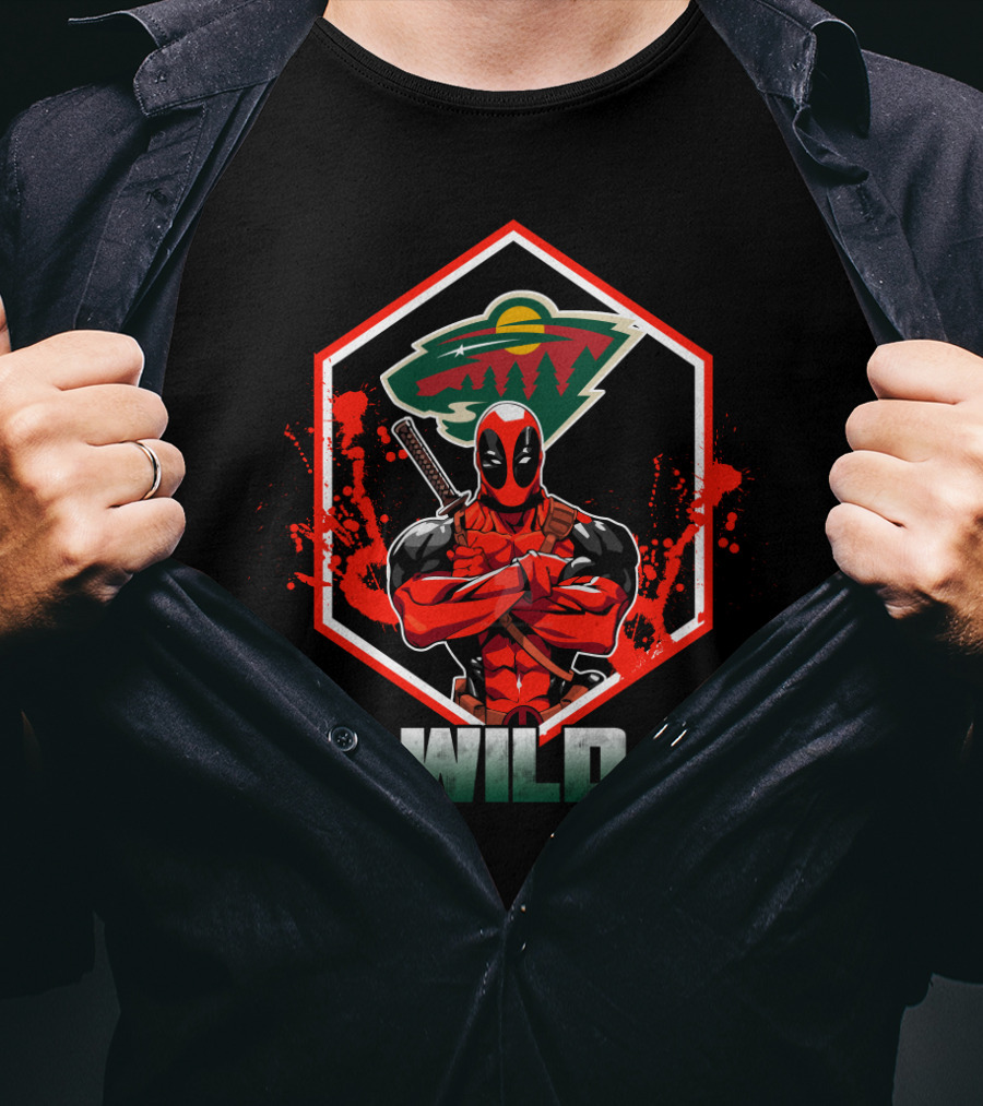 Deadpool Minnesota Wild Crossover Logo Fan T-Shirt
