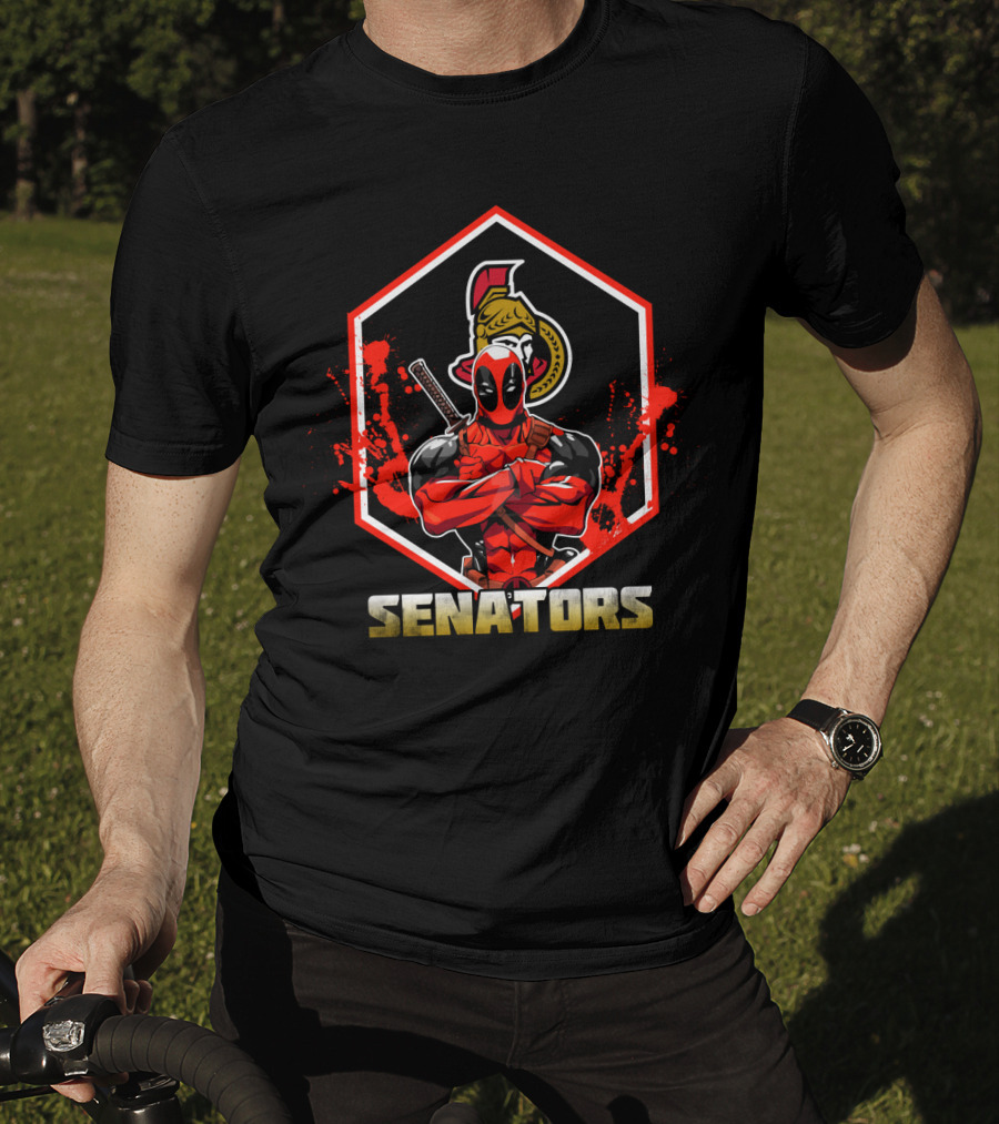 Deadpool Ottawa Senators NHL Crossover Fan T-Shirt
