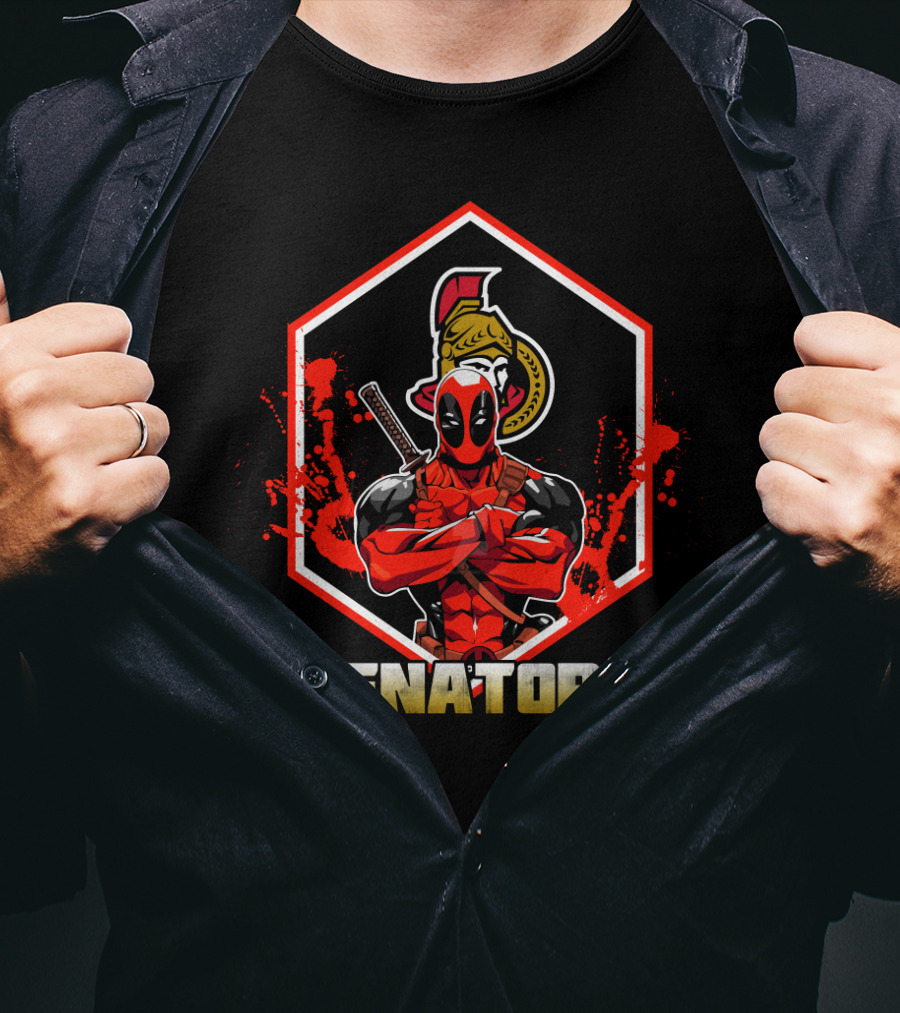 Deadpool Ottawa Senators NHL Crossover Fan T-Shirt