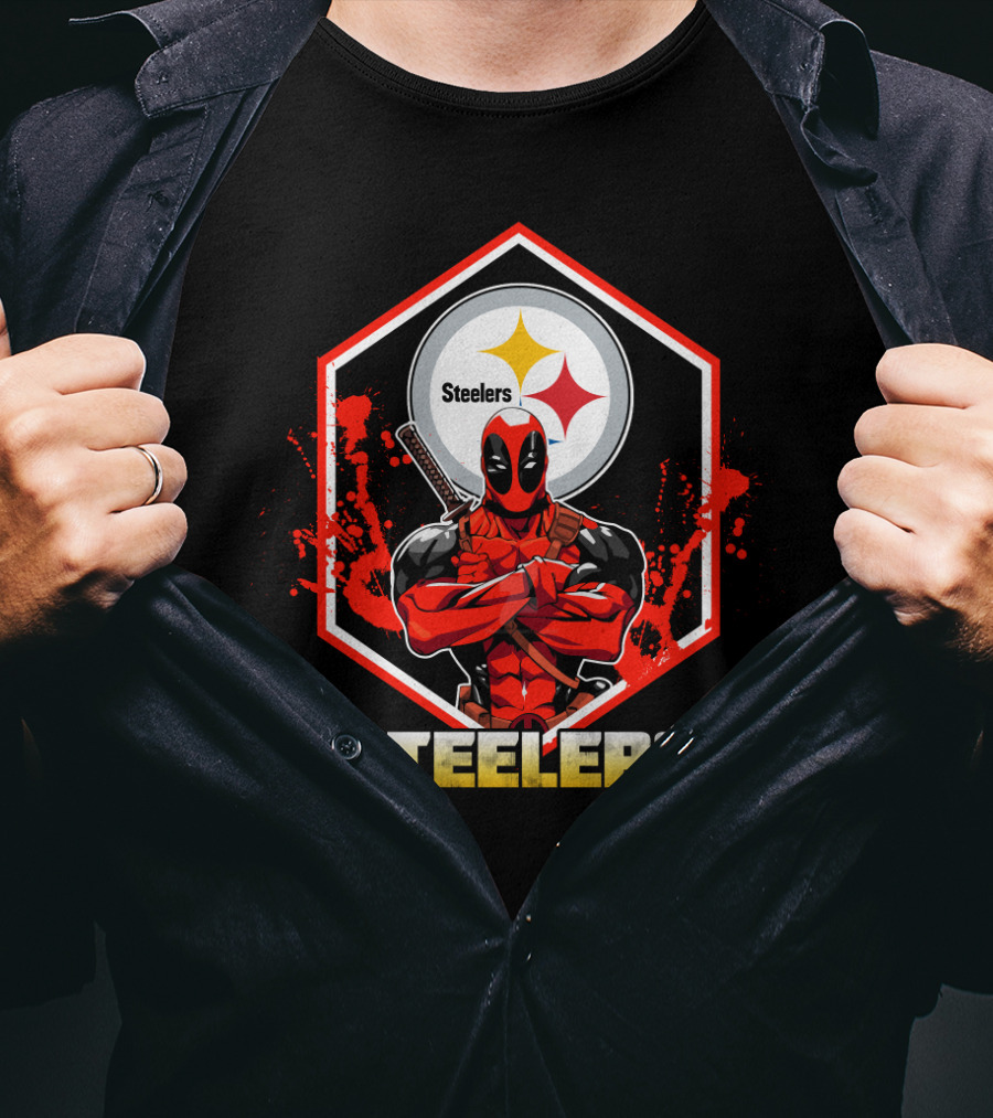 Deadpool Steelers Fans Comic Crossover T-Shirt