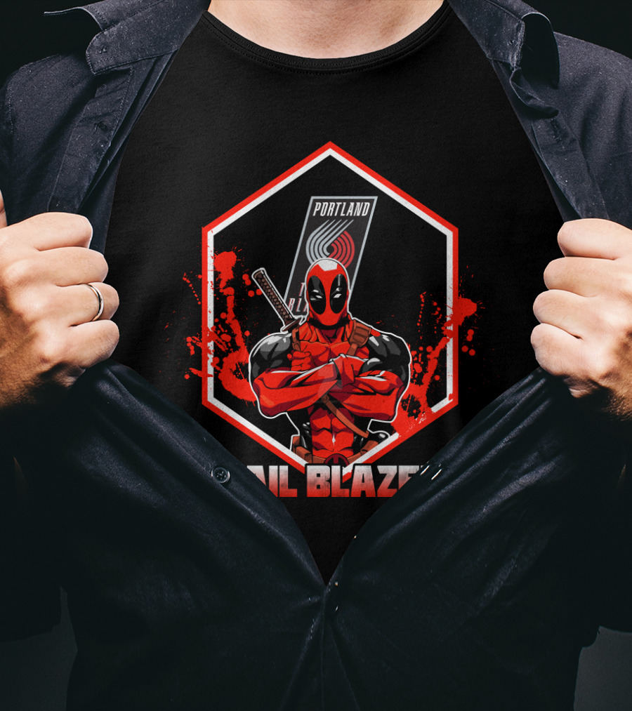 Deadpool Portland Trail Blazers Fan Mashup T-Shirt