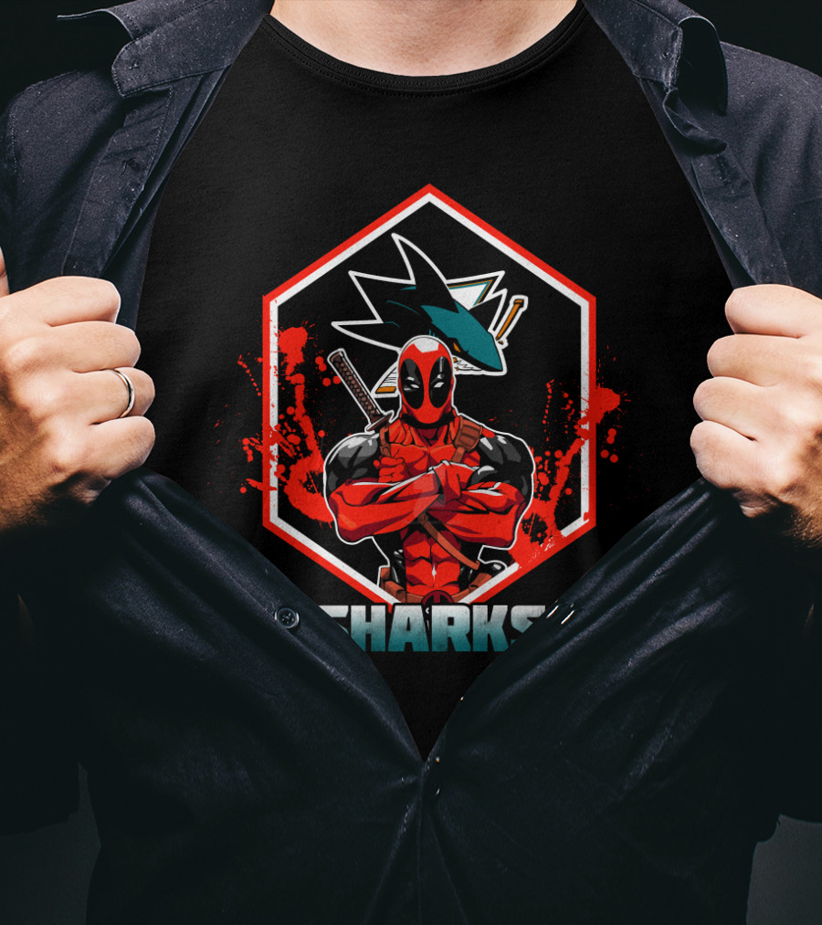 Deadpool San Jose Sharks Crossover Fans T-Shirt