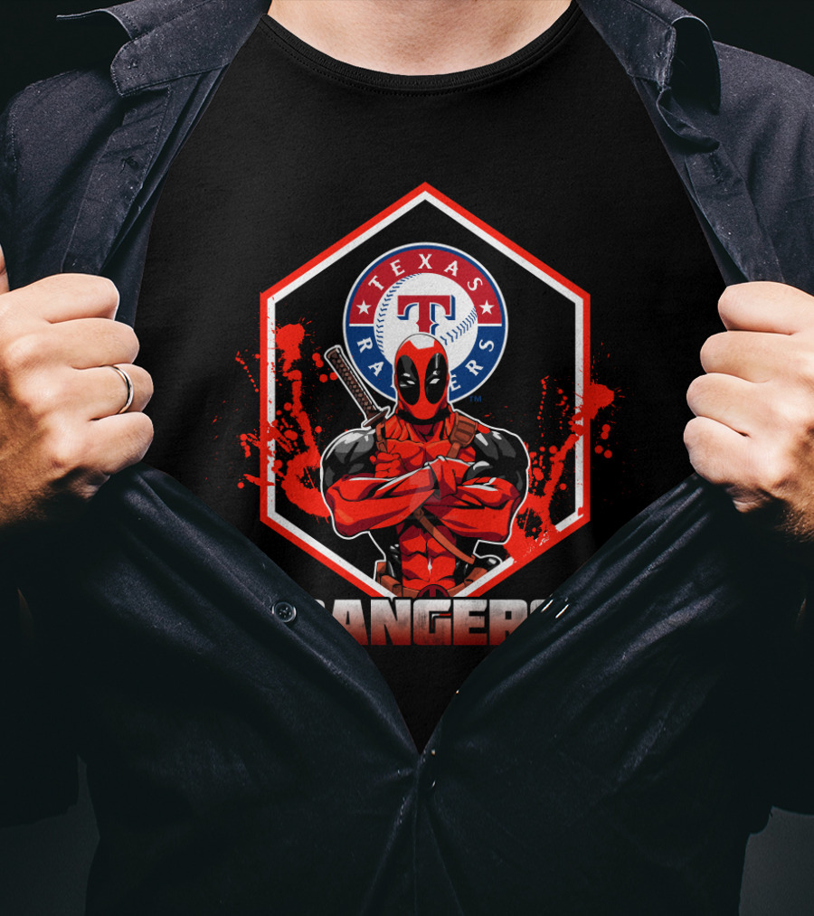 Deadpool Texas Rangers Crossover Fan Mashup Premium Baseball T-Shirt